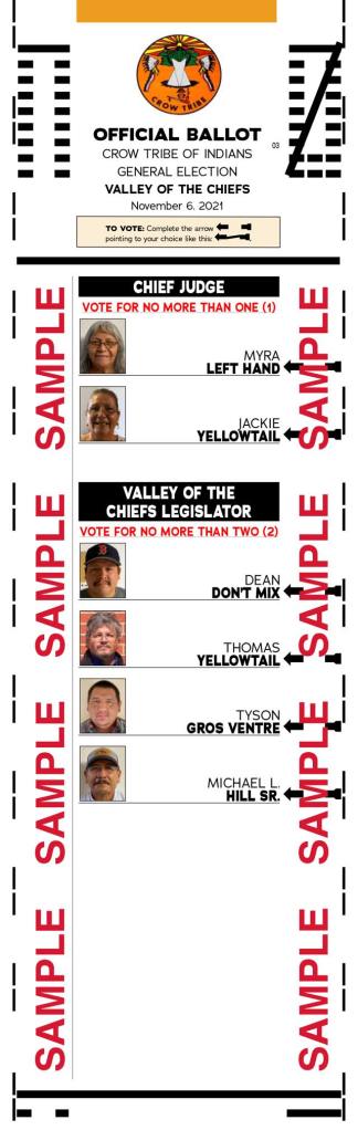 Sample ballot for the Valley of the Chiefs District.